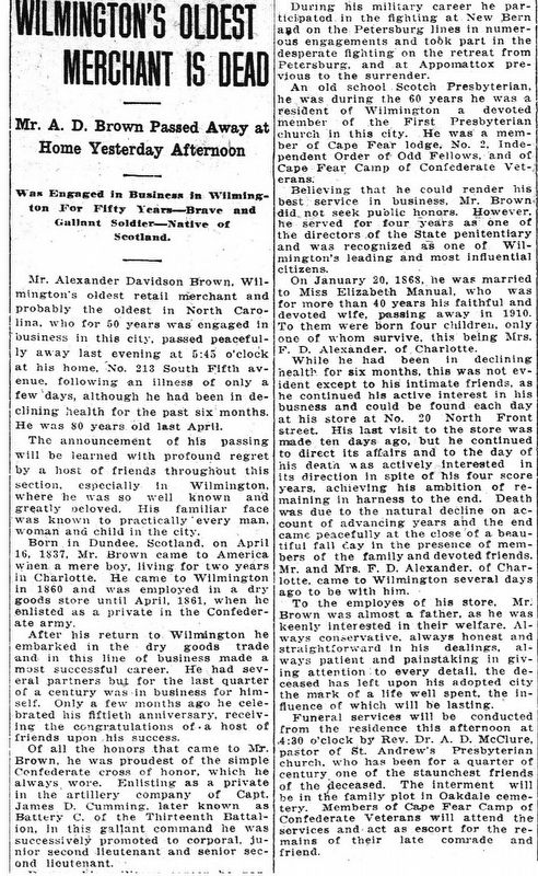 Alexander Davidson Brown obituary image. Click for full size.