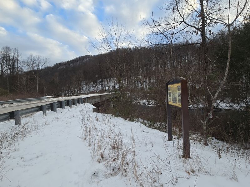 Burnwell Marker looking south on Paint Creek Rd. Adjacent bridge crosses Paint Creek image. Click for full size.