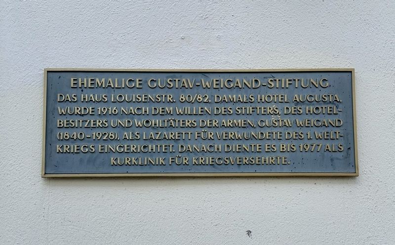 Ehemalige Gustav-Weigand-Stiftung / Former Gustav Weigand Foundation Marker. Click for full size. Ehemalige Gustav-Weigand-Stiftung / Former Gustav Weigand Foundation Marker image. Click for full size.