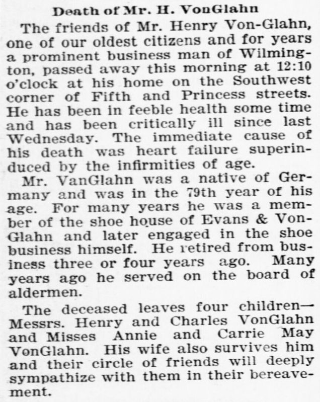 Henry Von Glahn obituary image. Click for full size.