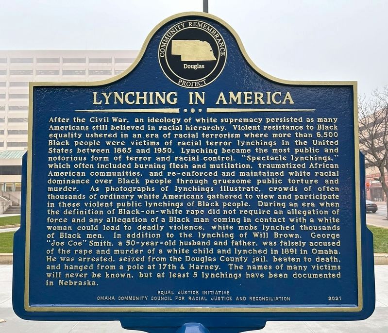 Lynching in America side of marker image. Click for full size.