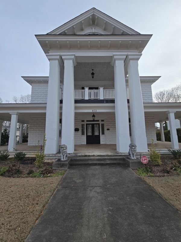 Holland House portico. Marker is to the right of the front entrance image. Click for full size.