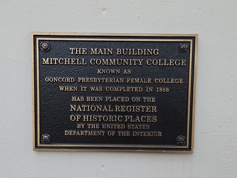 The Main Building Mitchell Community College Marker. Click for full size. The Main Building Mitchell Community College Marker image. Click for full size.