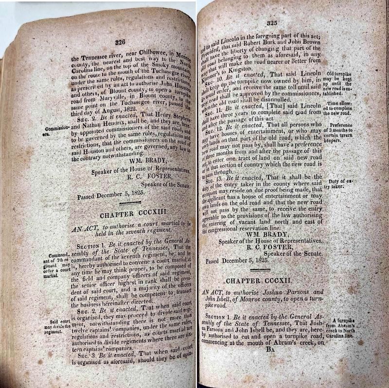 Act of the 1825 Tennessee General Assembly Authorizing the Completion of the Turnpike image. Click for more information.