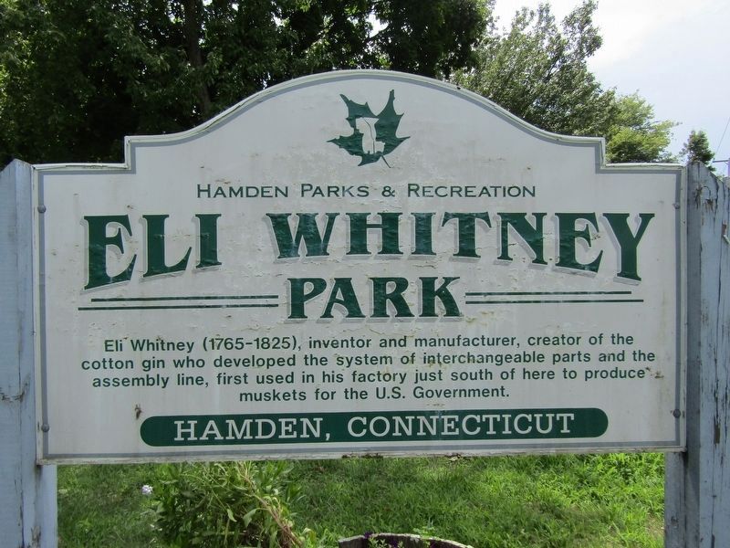 Eli Whitney Park Marker. Click for full size. Eli Whitney Park Marker image. Click for full size.