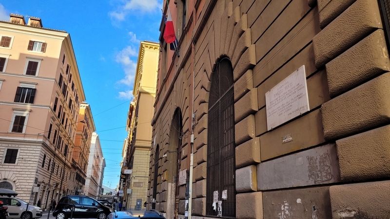 The view of the Enrico Fermi Marker along the building image. Click for full size.