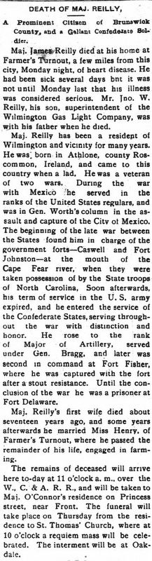 Major James Reilly obituary image. Click for full size.
