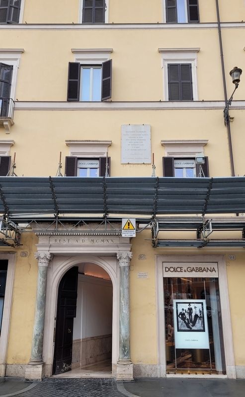 The Giovanni Sgambati Marker above the entrance to the building image. Click for full size.