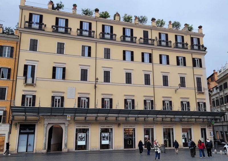 The view of the Giovanni Sgambati building and Marker image. Click for full size.