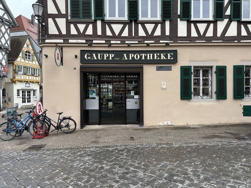 Gaupp‘sche Apotheke / Gaupp‘s Pharmacy Marker - wide view. Click for full size. Gaupp‘sche Apotheke / Gaupp‘s Pharmacy Marker - wide view image. Click for full size.