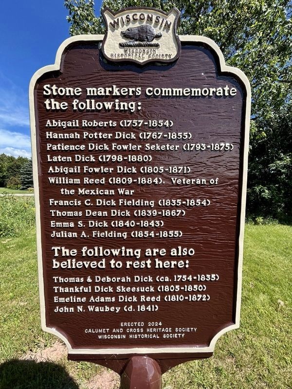 The Dick Family Cemetery Marker Reverse Side. Click for full size. The Dick Family Cemetery Marker Reverse Side image. Click for full size.