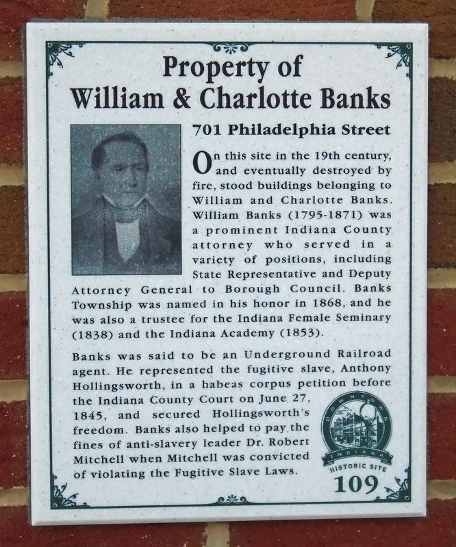 Property of William & Charlotte Banks Marker. Click for full size. Property of William & Charlotte Banks Marker image. Click for full size.
