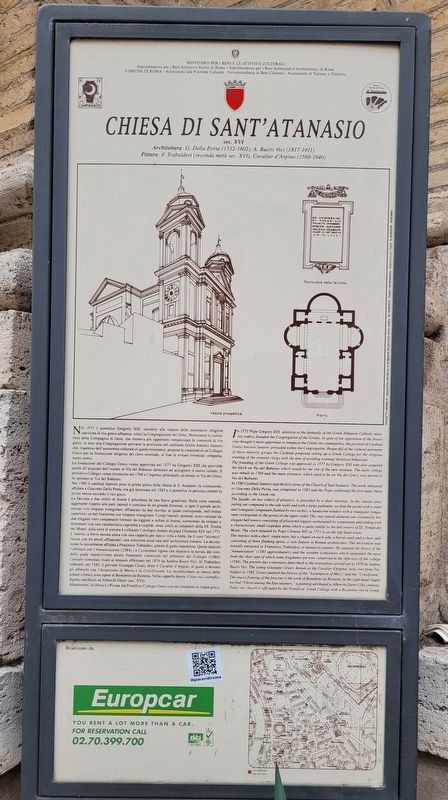 Chiesa di Sant'Atanasio / Church of St. Athanasius Marker image. Click for full size.