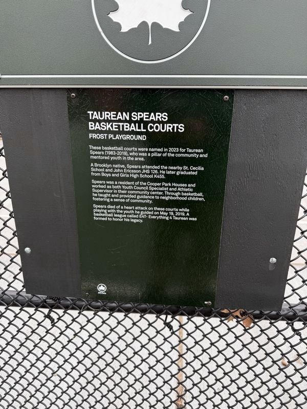 Taurean Spears Basketball Courts Marker image. Click for full size.