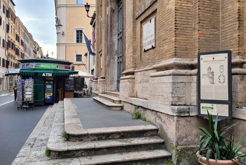 The view of the Church of St. Athanasius and Marker image. Click for full size.