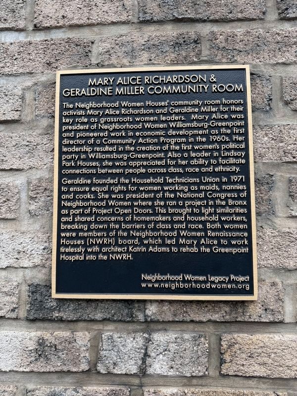 Mary Alice Richardson & Geraldine Miller Community Room Marker image. Click for full size.