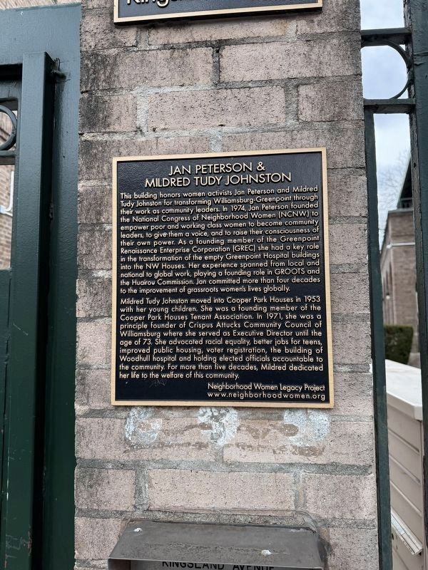 Jan Peterson & Mildred Tudy Johnston Marker. Click for full size. Jan Peterson & Mildred Tudy Johnston Marker image. Click for full size.