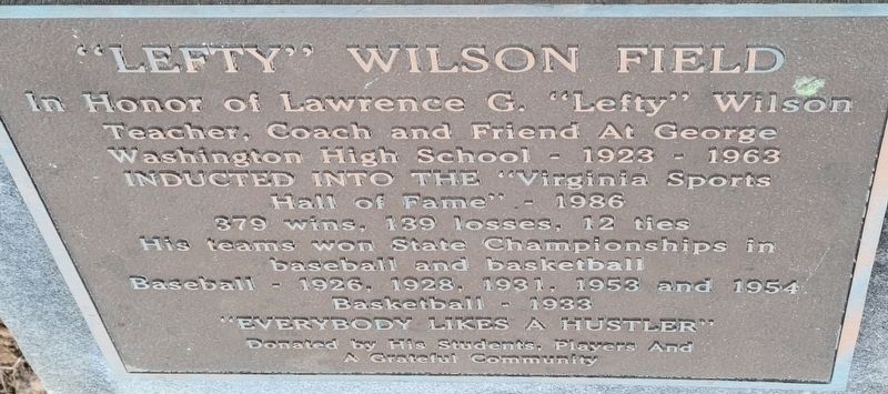 "Lefty" Wilson Field Marker image. Click for full size.