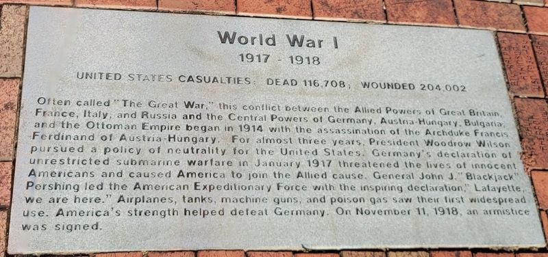 World War I Marker image. Click for full size.