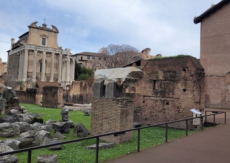 The view of the Temple of the Dioscuri Marker along the walkway in the Roman Forum image. Click for full size.