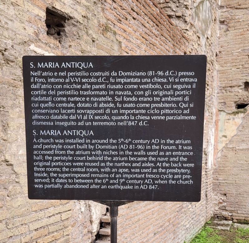 S. Maria Antiqua / Ancient Church of Saint Mary Marker. Click for full size. S. Maria Antiqua / Ancient Church of Saint Mary Marker image. Click for full size.