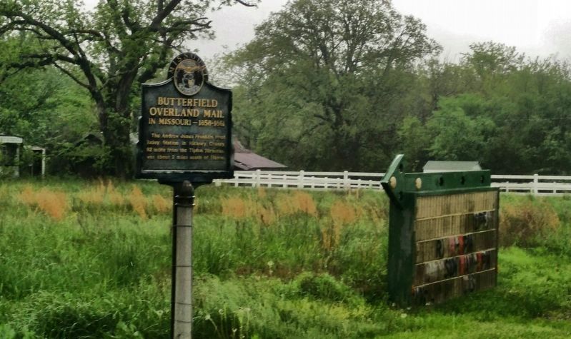 Butterfield Overland Mail in Missouri 1858-1861 Marker in Elkton. Click for full size. Butterfield Overland Mail in Missouri 1858-1861 Marker in Elkton image. Click for full size.