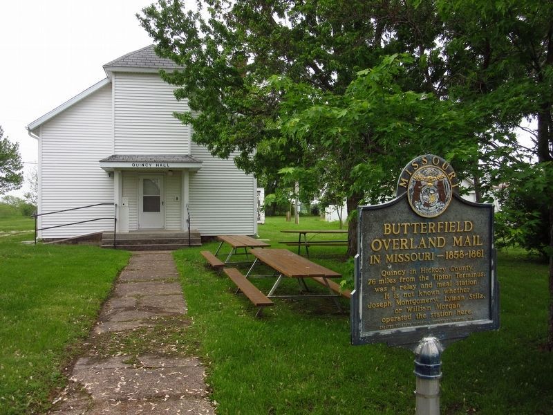 Butterfield Overland Mail Route - 1858-1861 Marker in Quincy. Click for full size. Butterfield Overland Mail Route - 1858-1861 Marker in Quincy image. Click for full size.