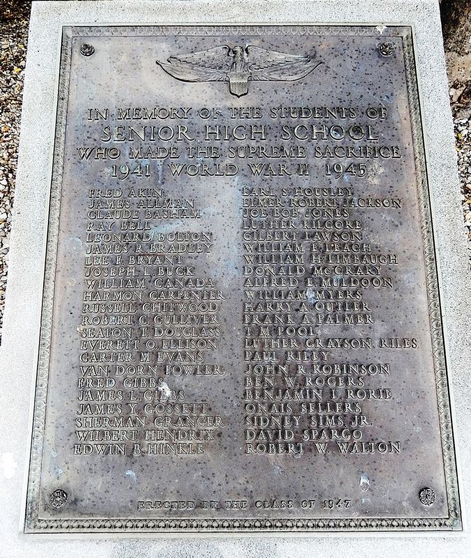 In Memory of the Students of Senior High School Who Made the Supreme Sacrifice Marker image. Click for full size.