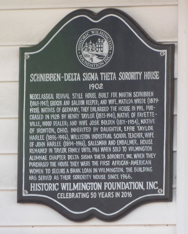 Schnibben-Delta Sigma Theta Sorority House Marker. Click for full size. Schnibben-Delta Sigma Theta Sorority House Marker image. Click for full size.