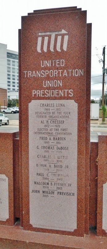 United Transportation Union Marker<br>(<i>west side</i>). Click for full size. United Transportation Union Marker<br>(<i>west side</i>) image. Click for full size.