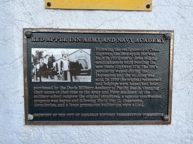 Red Apple Inn / Army and Navy Academy Marker image. Click for full size.