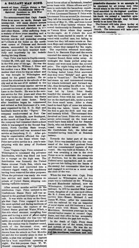 Capt. Joseph Price obituary image. Click for full size.