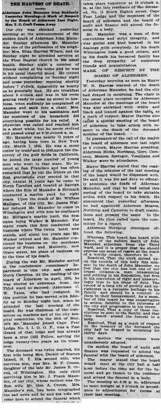 John Frank Maunder obituary. Click for full size. John Frank Maunder obituary image. Click for full size.