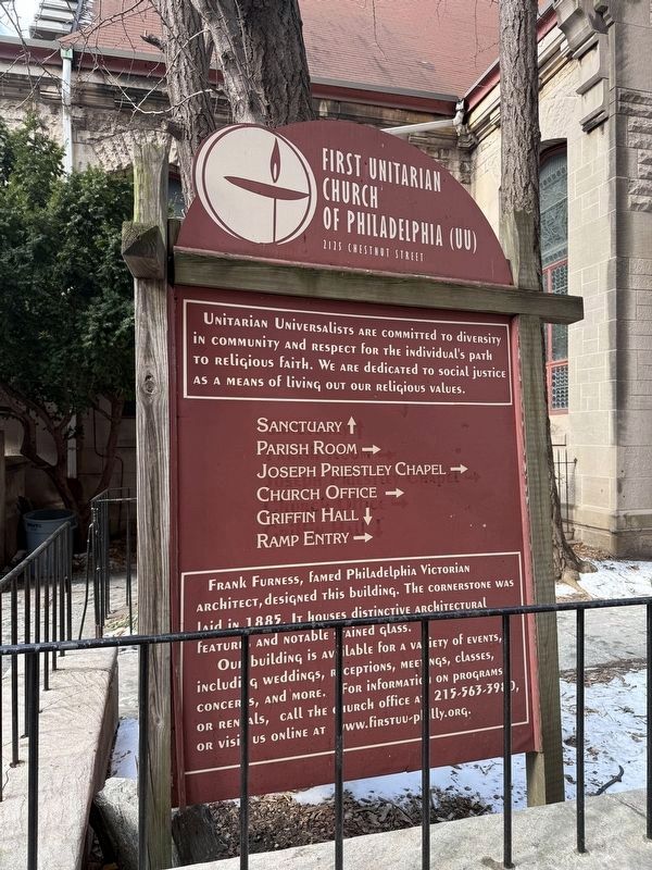 First Unitarian Church of Philadelphia (UU) Marker. Click for full size. First Unitarian Church of Philadelphia (UU) Marker image. Click for full size.