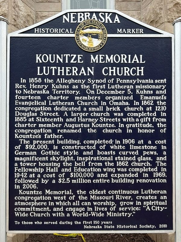 Kountze Memorial Lutheran Church Marker image. Click for full size.
