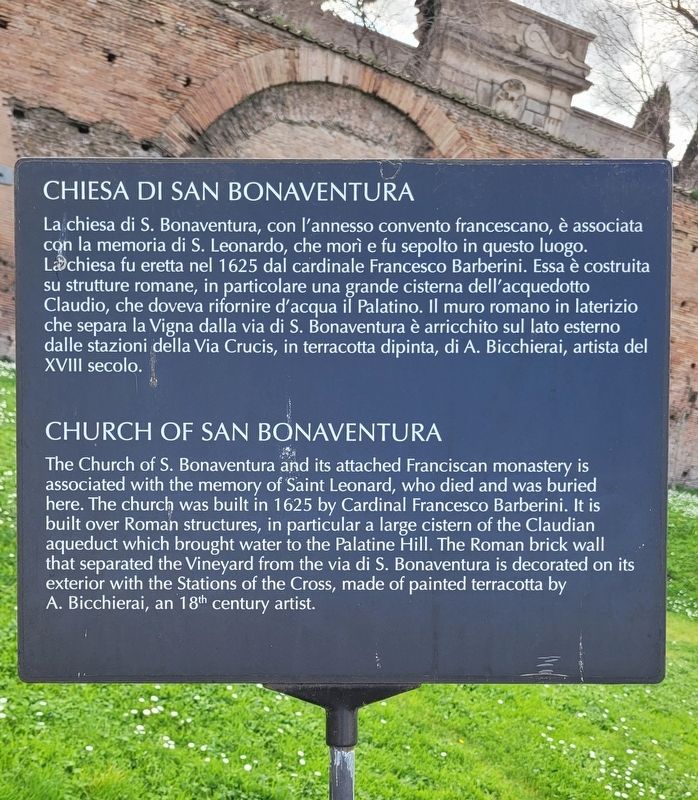 Chiesa di San Bonaventura / Church of San Bonaventura Marker. Click for full size. Chiesa di San Bonaventura / Church of San Bonaventura Marker image. Click for full size.