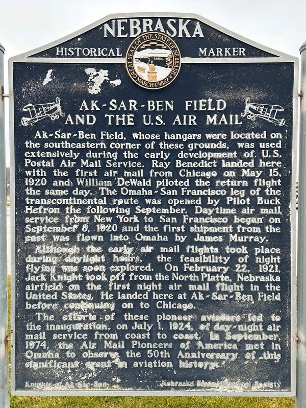 Ak-Sar-Ben Field and the U.S. Air Mail Marker image. Click for full size.