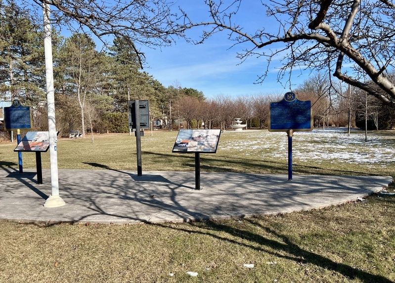 The History of the Desjardins Canal Marker (centre of photo) image. Click for full size.