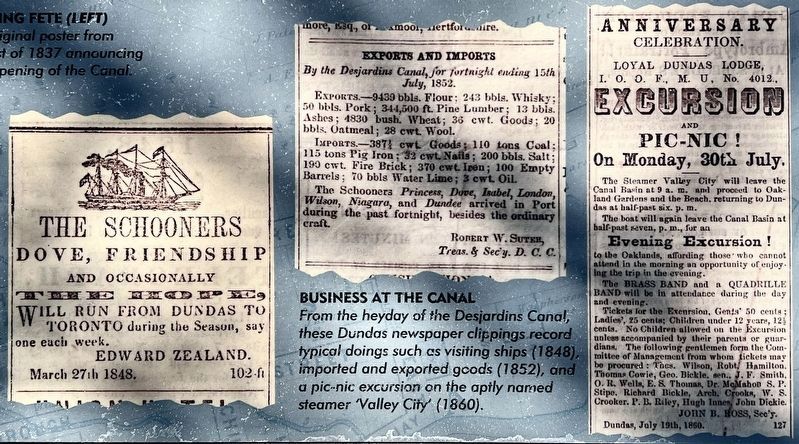 The History of the Desjardins Canal marker illustrations and caption detail image. Click for full size.
