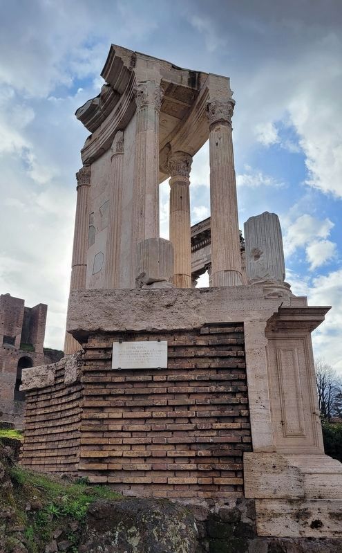 The back side of the Temple of Vesta and Marker. Click for full size. The back side of the Temple of Vesta and Marker image. Click for full size.