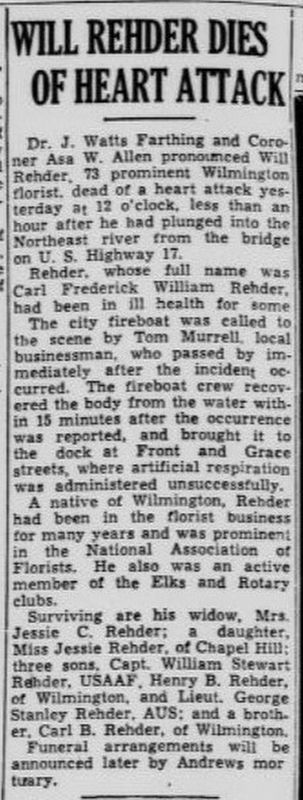 Carl Fredrick William Will Rehder obituary. Click for full size. Carl Fredrick William Will Rehder obituary image. Click for full size.