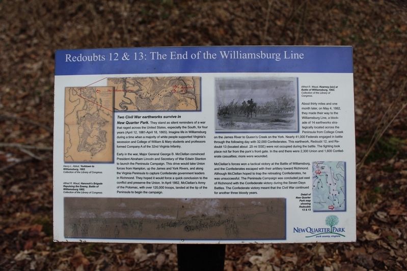 Redoubts 12 & 13: The End of the Williamsburg Line Marker. Click for full size. Redoubts 12 & 13: The End of the Williamsburg Line Marker image. Click for full size.