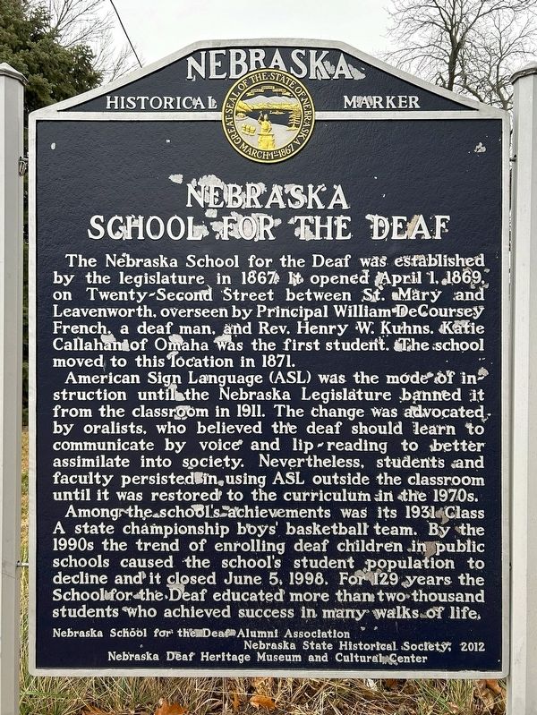 Nebraska School for the Deaf Marker image. Click for full size.