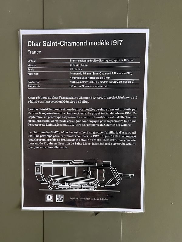 Char Saint-Chamond modèle 1917 Marker. Click for full size. Char Saint-Chamond modèle 1917 Marker image. Click for full size.