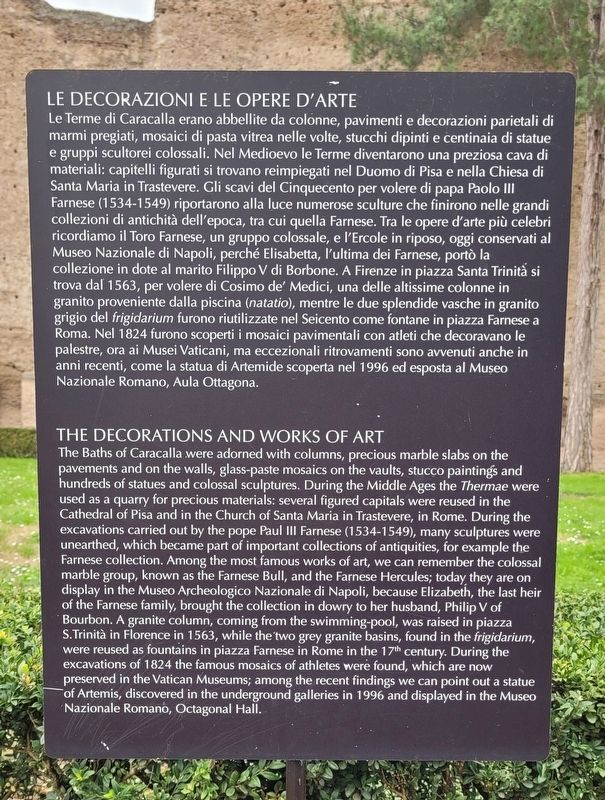 Le Decorazioni e le Opere D'arte / The Decorations and Works of Art Marker. Click for full size. Le Decorazioni e le Opere D'arte / The Decorations and Works of Art Marker image. Click for full size.