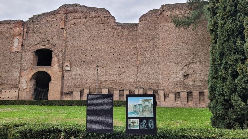 The view of the markers along the inner wall of the Baths of Caracalla. Click for full size. The view of the markers along the inner wall of the Baths of Caracalla image. Click for full size.