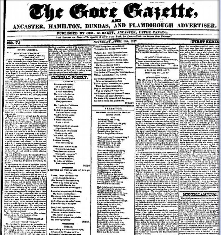 Example of the the Gore Gazette from April, 1827 image. Click for full size.