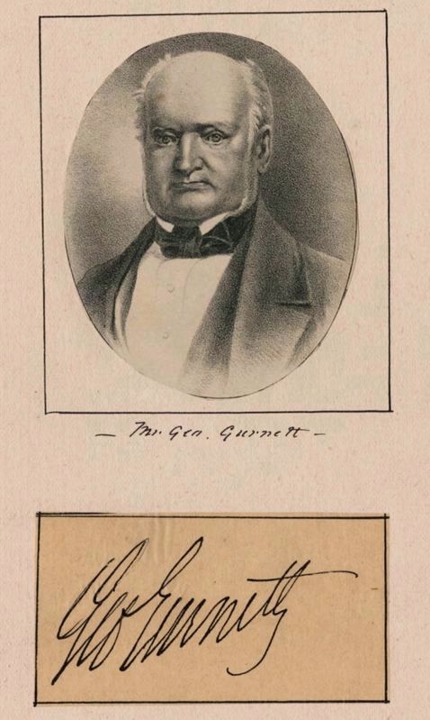Portrait and signature of George Gurnett (1792-1861), publisher of the Gore Gazette image. Click for full size.