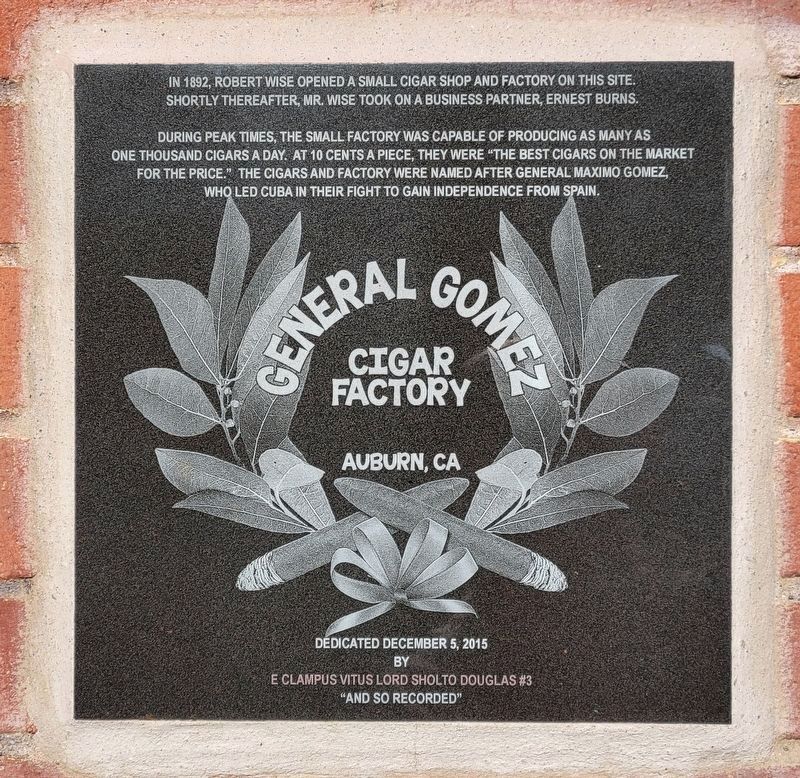 General Gomez Cigar Factory Marker. Click for full size. General Gomez Cigar Factory Marker image. Click for full size.