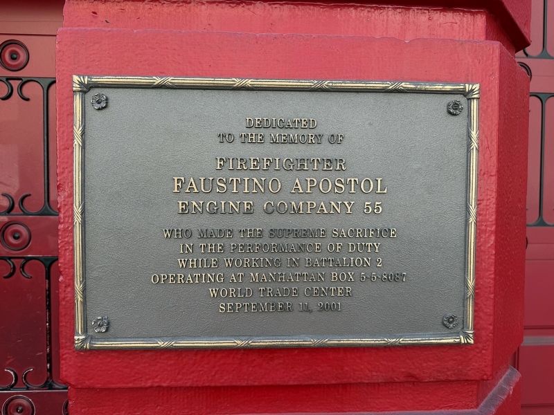 Firefighter Faustino Apostol Marker. Click for full size. Firefighter Faustino Apostol Marker image. Click for full size.